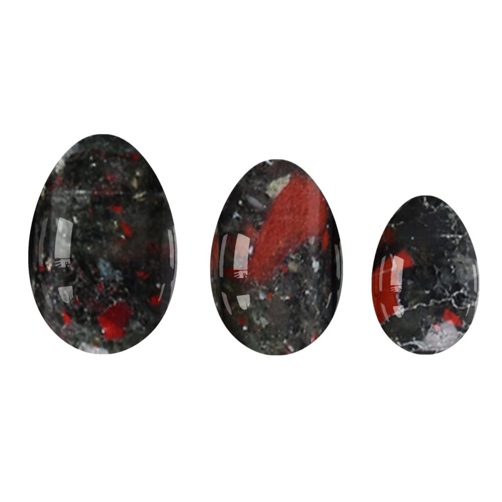 Bloodstone Yoni Egg Wand Set 100% Natural Jade Stone for Kegel Exercise Tightening Feminine Kegel Eggs,Undrilled Egg