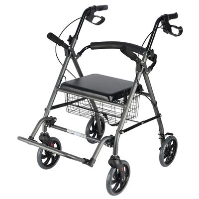 2 in 1 Rollator Walker & Transport Chair - Folding Walker Wheelchair Combo with Seat and Footrest for Seniors - 4 Wheel Walker, Loading Capacity 150kg/330lbs