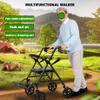 2 in 1 Rollator Walker & Transport Chair - Folding Walker Wheelchair Combo with Seat and Footrest for Seniors - 4 Wheel Walker, Loading Capacity 150kg/330lbs view 2