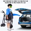 2 in 1 Rollator Walker & Transport Chair - Folding Walker Wheelchair Combo with Seat and Footrest for Seniors - 4 Wheel Walker, Loading Capacity 150kg/330lbs view 3