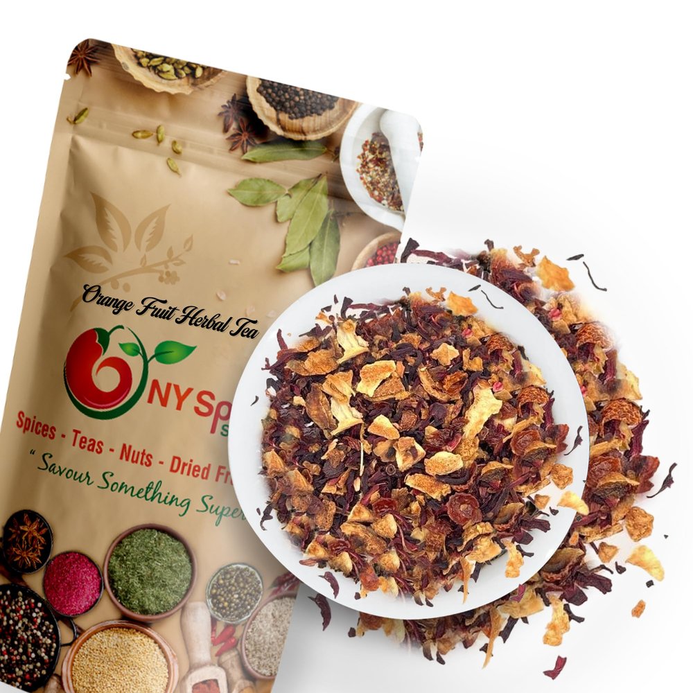 NY SPICE SHOP Orange Fruit Herb Tea  Herbal Leaves Blend  All Natural Flavored Loose Leaf For Teas Lovers (8 Ounces)