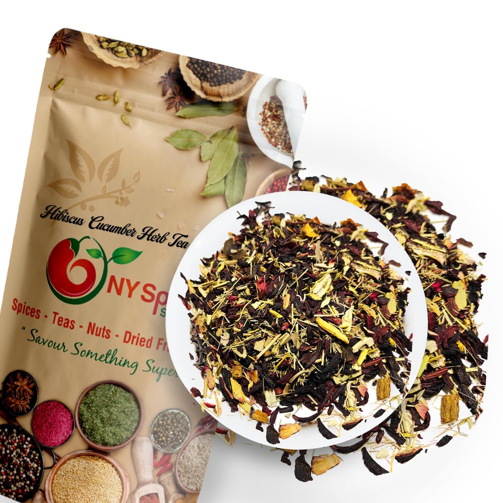 NY SPICE SHOP Herbal Hibiscus Cucumber Herb Tea  Herbal Leaves Blend  All Natural Flavored Loose Leaf (4 Ounce)