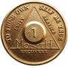 10 Pack of 1 Month AA Bronze Medallions Traditional Style 30 Day Sobriety Chip Set view 1