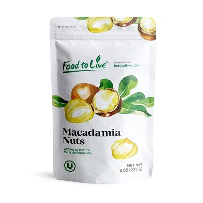 Food to Live Dry Roasted Macadamia Nuts with Himalayan Salt, 8 Ounces  Oven Roasted Whole Nuts, Lightly Salted, No Oil Added, Vegan Snack, Keto, Kosher, Bulk. High in Protein. Great for Baking