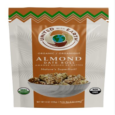 United With Earth Organic Almond Date Rolls- 8oz (2-pack) | Non-GMO, Gluten-Free, Vegan, Paleo, Certified Organic