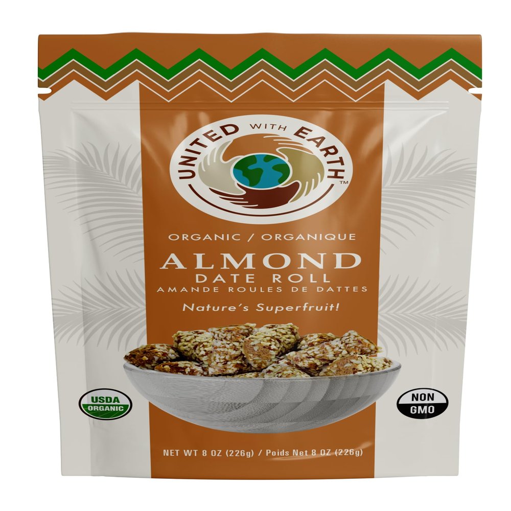 United With Earth Organic Almond Date Rolls- 8oz (2-pack) | Non-GMO, Gluten-Free, Vegan, Paleo, Certified Organic