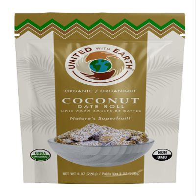 United With Earth Organic Coconut Date Rolls - 8oz (2-Pack) | Non-GMO, Gluten-Free, Vegan, Paleo, Certified Organic