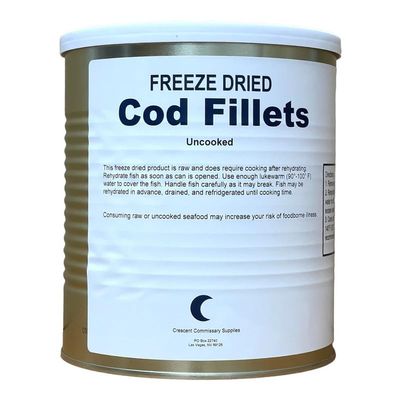 Military Surplus Freeze Dried Cod Fillets #10 Size Can  9 oz of Premium White Fish  Fully Cooked, Ready to Eat  25+ Year Shelf Life  Emergency Survival Food  Long-Term Storage  High Protein Meal