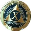 10 Year AA Medallion Glossy Elegant Black Gold Silver Bi-Plate Sobriety Chip view 3