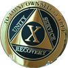 10 Year AA Medallion Glossy Elegant Black Gold Silver Bi-Plate Sobriety Chip view 4
