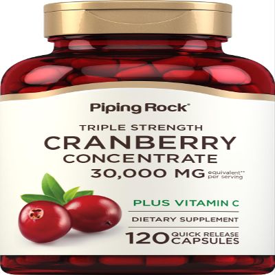 Piping Rock Cranberry Pills | 30,000 mg | 120 Capsules | Supplement for Women & Men | Triple Strength Concentrate Extract Plus Vitamin C | Non-GMO, Gluten Free