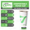 EcoQuality 16 oz Compostable Paper Cups - Biodegradable Disposable White Paper Coffee Cups PLA Lined - Eco-friendly Hot and Cold Drinking Cups for Travel, Picnic, Party and Events (25) view 2