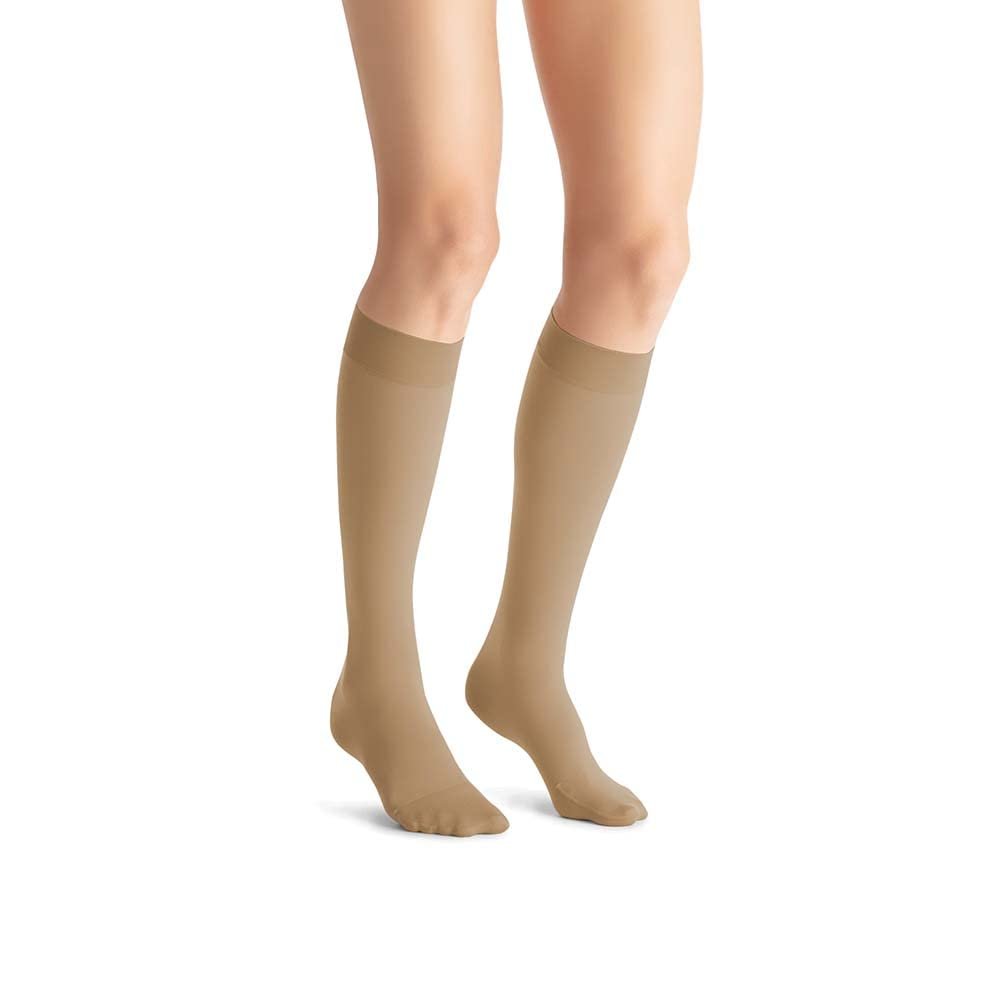 JOBST Opaque Compression Stockings, 20-30 mmHg, Knee High, Closed Toe, Natural, Large Full Calf