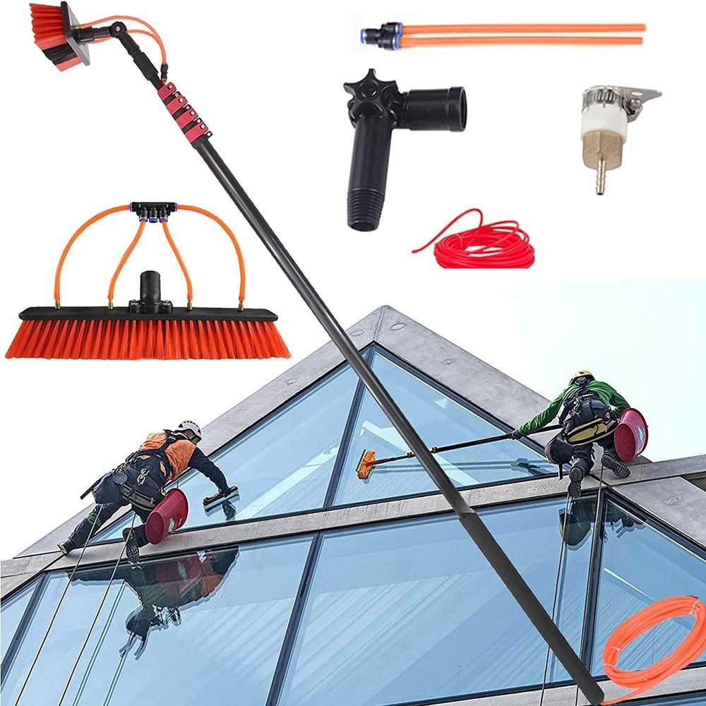 water fed pole kit window cleaning brush outdoor Water Fed Pole Kit, Window Washing Set Equipment Telescopic Extension Pole Cleaning Kit For Window Cleaning, Photovoltaic Panel Cleaning, Trucks