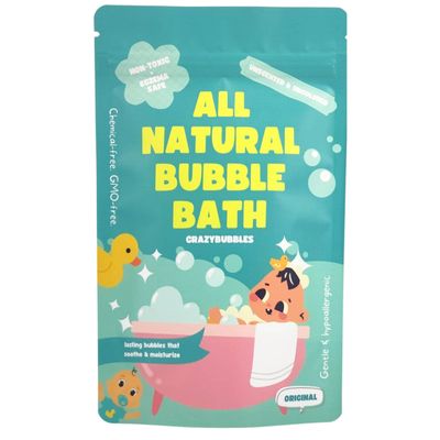 CrazyBubbles All Natural Bubble Bath for Kids & Baby, Hypoallergenic Bubble Bath Kids with Sensitive Skin, Gentle Eczema Safe Baby Essentials, Unscented Powder Mix with Colloidal Oats, Up to 30 Baths