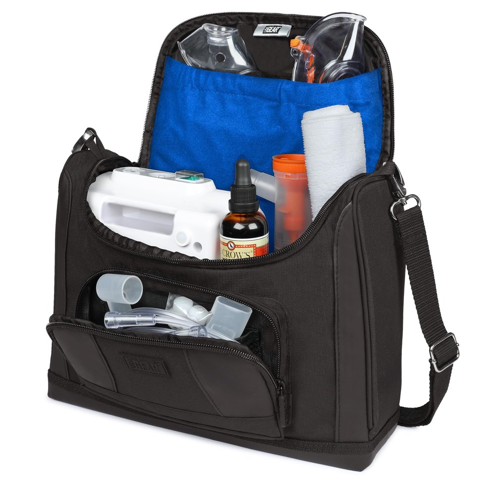 USA Gear Travel Nebulizer Bag Fits Nebulizer Machine, Tubing, Mouthpiece, Mask, Solution & more Asthma Accessories - Inhaler Machine Carrying Case with Customizable Interior, Shoulder Strap (Blue)