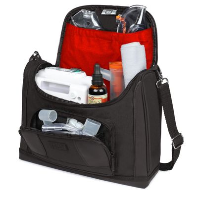 USA GEAR Nebulizer Carrying Case - Customizable Padded Interior, Shoulder Strap, Durable Exterior - Asthma Travel Bag to Store Nebulizer Machine, Mask, Tubing, Inhaler, Mouthpiece, and More - Red