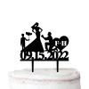 Acrylic Personalized Wedding Cake Toppers Custom Last Name One Family with Children Black Cake Topper Rustic Country Cursive Cake Decoration Topper for Bridal Shower Engagement Anniversary style993 view 1