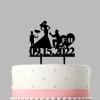 Acrylic Personalized Wedding Cake Toppers Custom Last Name One Family with Children Black Cake Topper Rustic Country Cursive Cake Decoration Topper for Bridal Shower Engagement Anniversary style993 view 3