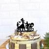 Acrylic Personalized Wedding Cake Toppers Custom Last Name One Family with Children Black Cake Topper Rustic Country Cursive Cake Decoration Topper for Bridal Shower Engagement Anniversary style993 view 4