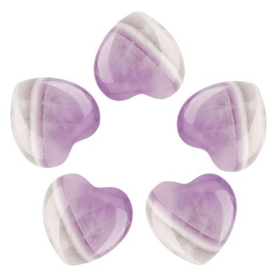 5 PCS Healing Crystals Heart Crystal 0.8 Inches Natural Love Heart Shaped Stones Worry Stones Polished Pocket Palm Thumb Gemstones Chakra Reiki Energy Balancing Meditation (Purple)