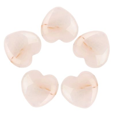 5 PCS Healing Crystals Heart Crystal 0.8 Inches Natural Love Heart Shaped Stones Worry Stones Polished Pocket Palm Thumb Gemstones Chakra Reiki Energy Balancing Meditation (Pink)
