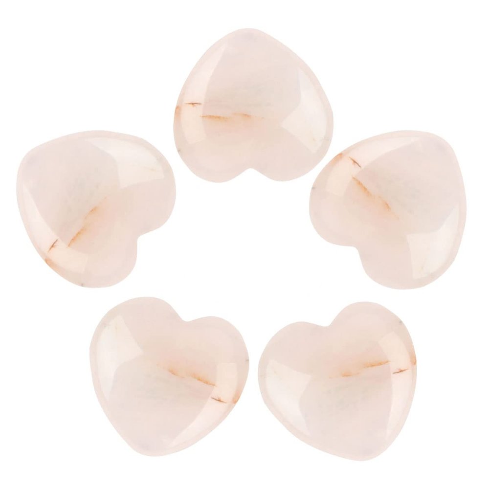 5 PCS Healing Crystals Heart Crystal 0.8 Inches Natural Love Heart Shaped Stones Worry Stones Polished Pocket Palm Thumb Gemstones Chakra Reiki Energy Balancing Meditation (Pink)