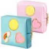 CekPo 2 Pack Period Bag, PU Leather Sanitary Napkin Storage Bag for Feminine Pads Liners Tampons and Reusable Pads,Functional Sanitary Pads Pouches First Period Kit for Women Ladies Gift view 1