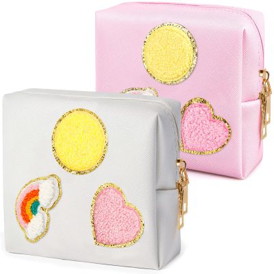 CekPo 2 Pack Period Bag, PU Leather Sanitary Napkin Storage Bag for Feminine Pads Liners Tampons and Reusable Pads,Functional Sanitary Pads Pouches First Period Kit for Women Ladies Gift