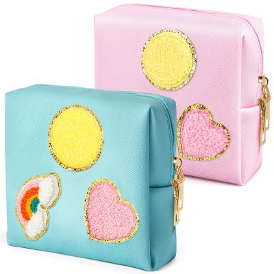 CekPo 2 Pack Period Bag, PU Leather Sanitary Napkin Storage Bag for Feminine Pads Liners Tampons and Reusable Pads,Functional Sanitary Pads Pouches First Period Kit for Women Ladies Gift