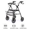 AoForce Upright Walker for Seniors - Bariatric Rollator with Seat, Armrest, and Bag Basket, Folding Rolling Walker, Steel Rollator with 8 Inch Wheels, Adjustable Arms, Supports 300 Lbs,Black view 2