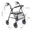 AoForce Upright Walker for Seniors - Bariatric Rollator with Seat, Armrest, and Bag Basket, Folding Rolling Walker, Steel Rollator with 8 Inch Wheels, Adjustable Arms, Supports 300 Lbs,Black view 4