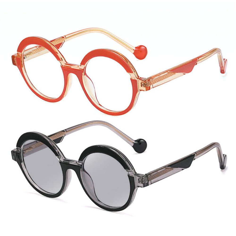 2pcs outdoor Photochromic full lens Reading Glasses for Mens Womens round Driving Safety Transition Sunglasses Readers (2pcs-black&brown, 3.25, multiplier_x)