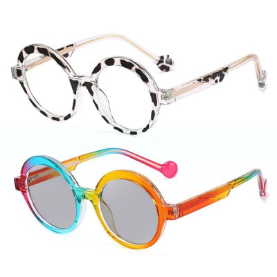 2pcs outdoor Photochromic full lens Reading Glasses for Mens Womens round Driving Safety Transition Sunglasses Readers (2pcs-rainbow&leopard, 3.5, multiplier_x)