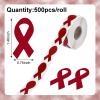 CRAFFANCY Red Ribbon Sticker, 500 Pcs Heart Disease HIV/AIDS Awareness Drug Prevention Ribbon Decals for Fundraising Event, Red Ribbon Week, Gift Letter Bags view 2