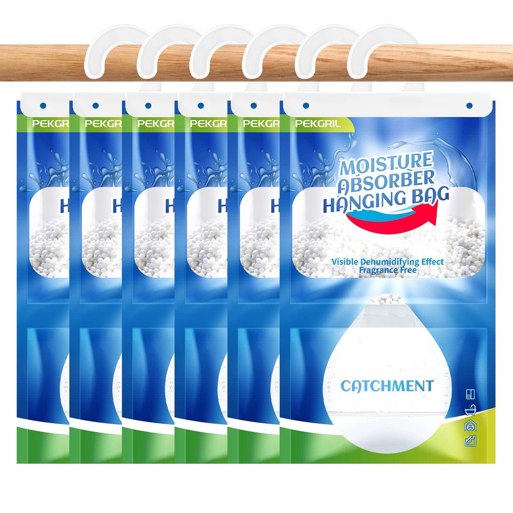 PEKGRIL Moisture Absorber Packets 6 Pack, 15 oz Hanging Dehumidifier Bags