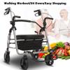 2 in 1 Rollator-Transport Chair w/Paded Seatrest - Rolling Walker with Adjustable Handle and Wheels - Aluminum Folding Mobility Walking Aid for Adult Elderly view 2