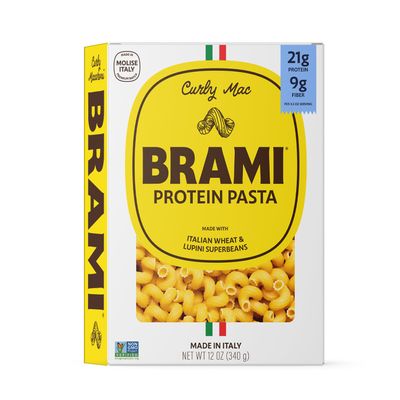 Brami Pasta | Made with Semolina Wheat & Lupini Beans | High Protein & Fiber, Low Carb Healthy Pasta |Curly Mac 12 oz Pack of 8