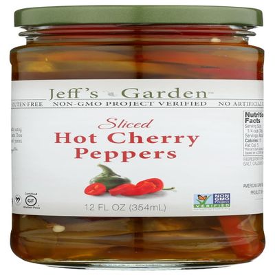 Jeff's Naturals Sliced Hot Cherry Peppers, Gluten Free & Non-GMO, 12 Oz (Pack of 6)