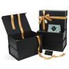 Black Gift Boxes with Lids 3 Pack, 11x8x4 Inches medium Gift Box with Ribbon, Collapsible Gift Boxes with Magnetic Closure for Presents, Bridesmaid Proposal Box Contains Gift Card Ribbon Tag view 1