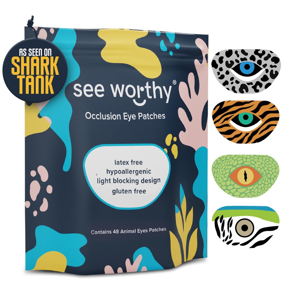 Adhesive Eyepatch for Kids & Adult - As Seen on Shark Tank - Kids Breathable, Comfortable Animal Eyepatch for Lazy Eye - Amblyopia & Sensitive Skin Medical Eye Patches - 48 Patches by See Worthy