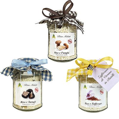 Risotto Rice Ready to Use Mix for Risotto Combo | Saffron, Mushrooms & Truffle | Gourmet Risotto Mix Ready to Eat in 15 Minutes | Melotti Vialone Nano Risotto Rice | Pack of 3 | 11.3oz (320g) Each