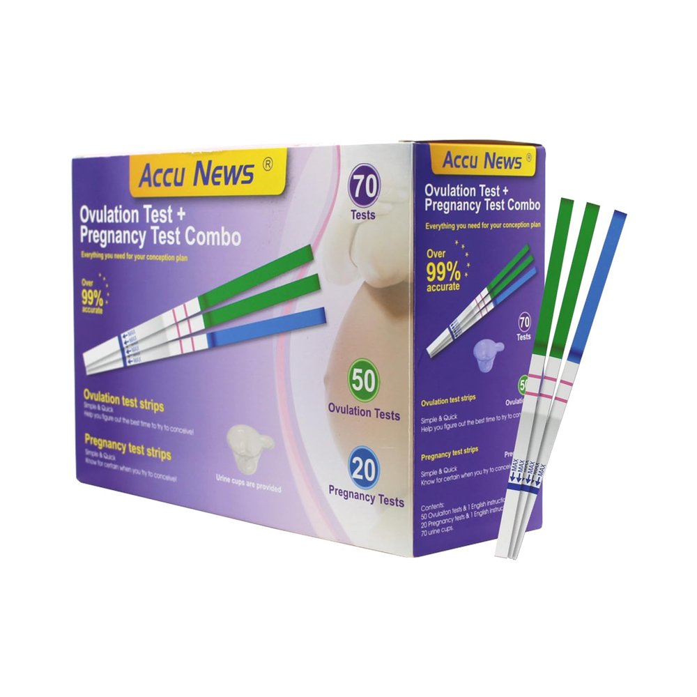 ACCU NEWS Ovulation & Pregnancy Test Kit Combo, 50 Ovulation Strips + 20 Pregnancy Tests, Easy At-Home Use