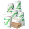 16 oz Compostable Paper Cups with White Flat Lids and Sleeves - Biodegradable Disposable White Paper Coffee Cups PLA Lined - Eco-friendly Hot and Cold Drinking Cups (300) view 1