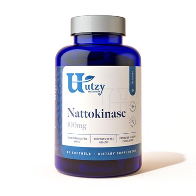 Utzy Naturals Nattokinase Supplement | 2000 FU from Japanese Natto | Liquid Softgel for Max Absorption & Easy to Swallow | for Heart and Circulatory Support | 60 Non-GMO Softgels
