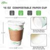 16 oz Compostable Paper Cups with White Flat Lids, Sleeves and Wooden Stirrers - Biodegradable Disposable White Paper Coffee Cups PLA Lined - Eco-friendly Hot and Cold Drinking Cups (200) view 3