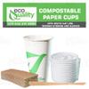 16 oz Compostable Paper Cups with White Flat Lids, Sleeves and Wooden Stirrers - Biodegradable Disposable White Paper Coffee Cups PLA Lined - Eco-friendly Hot and Cold Drinking Cups (300) view 4