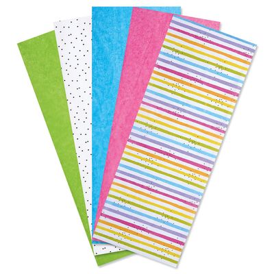 Birthday Stripes Tissue Paper Pack - Set of 20 Sheets, Stripes, Bright Pink, Blue & Green