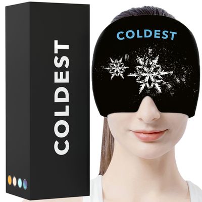 Coldest Gel Ice Headache Migraine Face Relief Hat, Cold Therapy Migraine Relief Cap Migraine Ice Head Wrap Ice Pack Mask, Cold Compress Headache Relief Cap