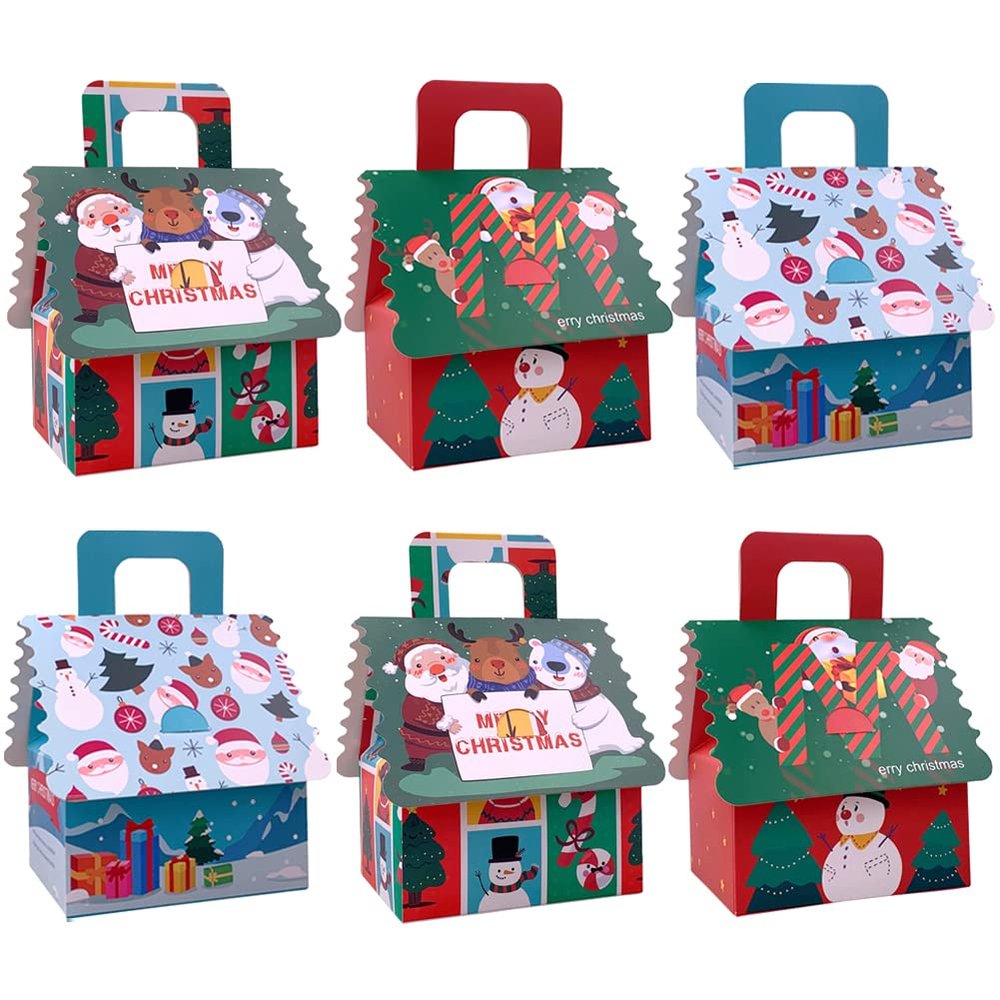 Suponey Christmas Gift Boxes,12pcs Christmas Treat Boxes Santa Candy Box Xmas Party Favor Box for Holiday Gift Wrapping Home Decoration